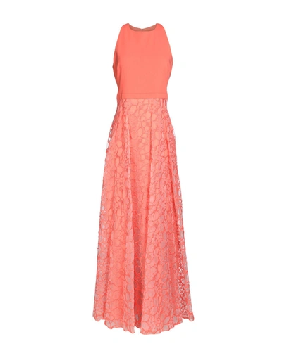 Shop Badgley Mischka Long Dress In Coral