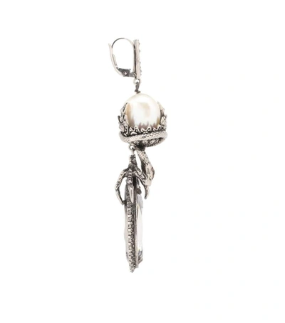 Shop Alexander Mcqueen Crystal-embellished Earrings In Silver