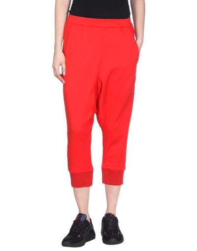Shop Y-3 Cropped Pants & Culottes In Red
