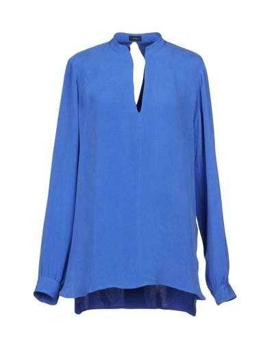 Shop Joseph Silk Shirts & Blouses In Blue