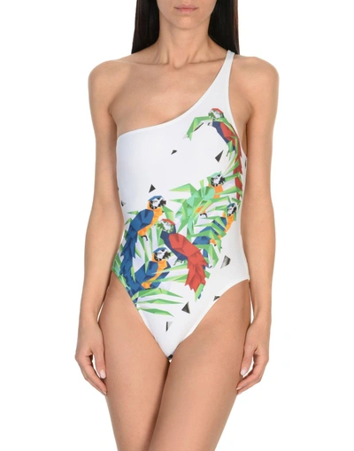 Shop Norma Kamali One-piece Swimsuits In White