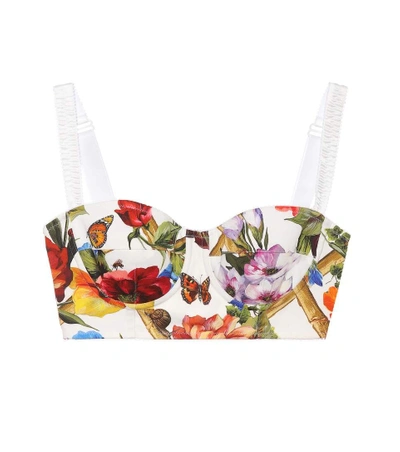 Shop Dolce & Gabbana Printed Cotton Bustier In Multicoloured