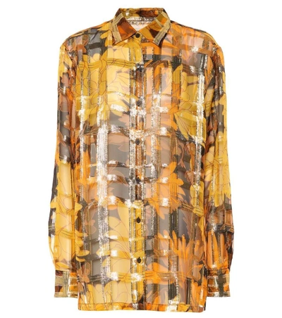 Shop Dries Van Noten Metallic Silk-blend Shirt In Gold