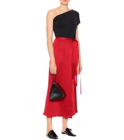 Shop Haider Ackermann Satin Midi Skirt In Red