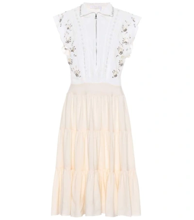 Shop Chloé Embellished Midi Dress In White