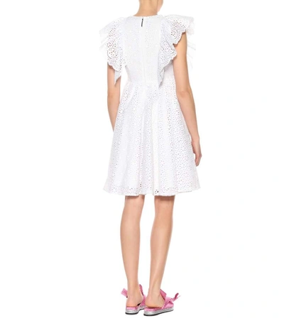 Shop Msgm Cotton Eyelet Lace Minidress In White