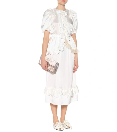 Shop Simone Rocha Silk Midi Dress In White