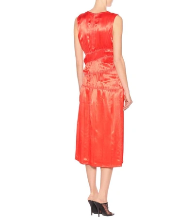 Shop Helmut Lang Satin Midi Dress In Red