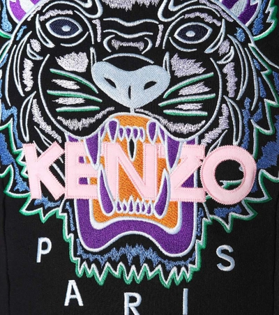 Shop Kenzo Tiger Logo Cotton Minidress In Black