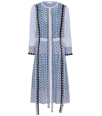 Shop Altuzarra Grenelle Cotton Midi Dress In Blue