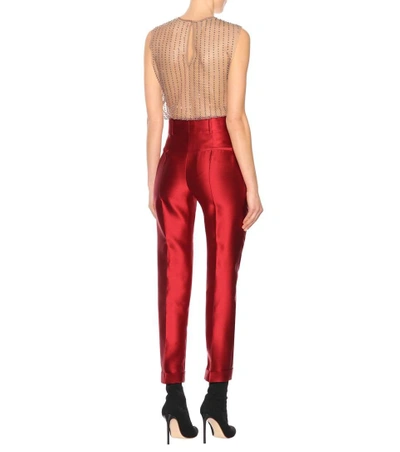 Shop Haider Ackermann Satin Trousers In Red