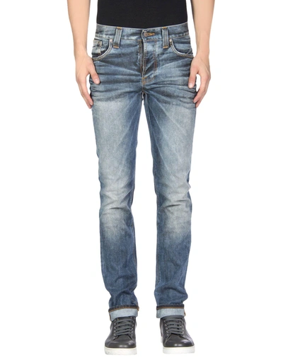 Shop Nudie Jeans Co Man Denim Pants Blue Size 33w-34l Cotton