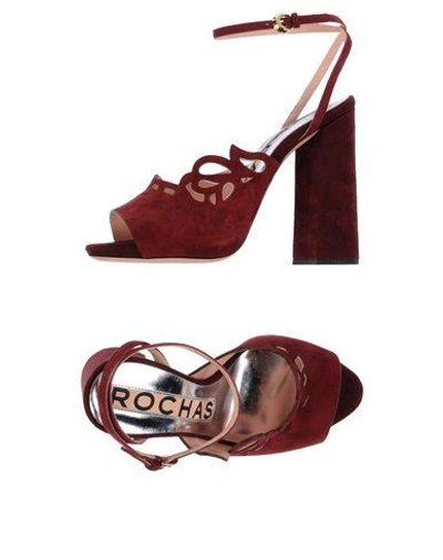 Shop Rochas Sandals In Maroon