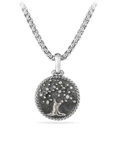 Shop David Yurman Cable Collectibles Tree Of Life Amulet With Diamonds In Silver