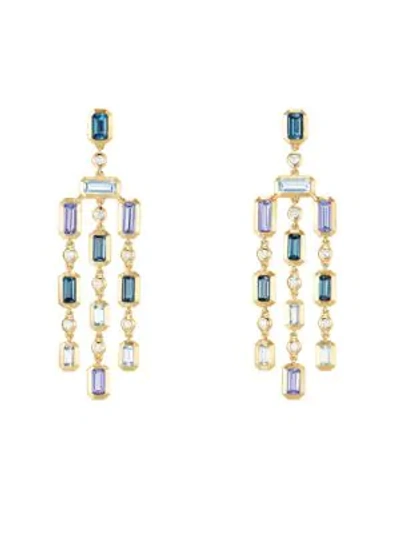 Shop David Yurman Novella Earrings In Hampton Blue Topaz & Tanzanite With Diamonds