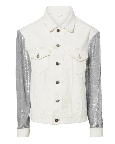 Shop Iro Sequined White Denim Jacket
