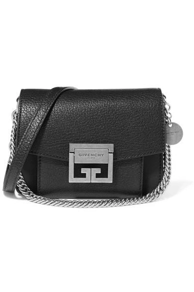 Shop Givenchy Gv3 Mini Textured-leather Shoulder Bag In Black