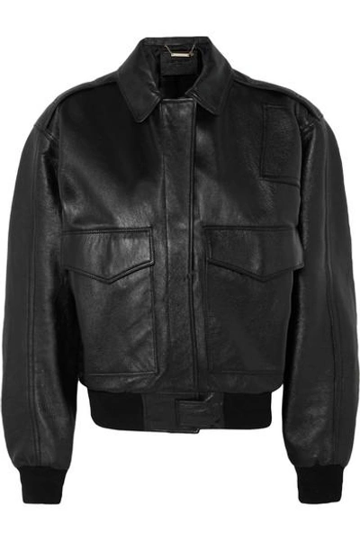 Shop Givenchy Oversized Textured-leather Bomber Jacket In Black
