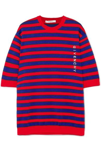 Shop Givenchy Striped Cotton-blend Sweater In Red
