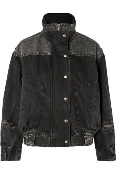Shop Givenchy Oversized Crinkled-denim Jacket In Black