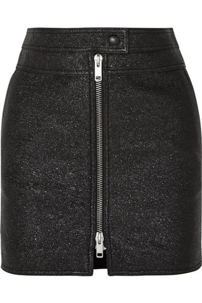 Shop Givenchy Metallic Textured-leather Mini Skirt In Black