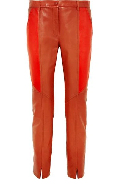 Shop Givenchy Leather Skinny Pants In Brick