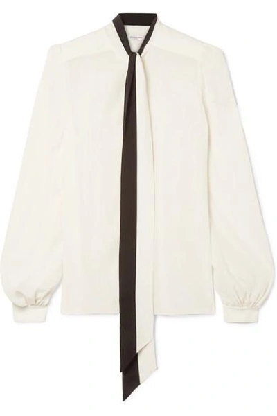 Shop Givenchy Pussy-bow Silk Crepe De Chine Blouse In White