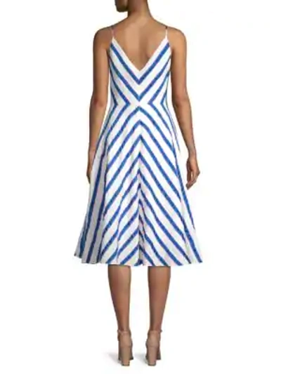 Shop Milly Monroe Striped Flare Dress In Cobalt