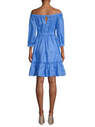 Shop Milly Amanda Off-the-shoulder Dress In Cobalt