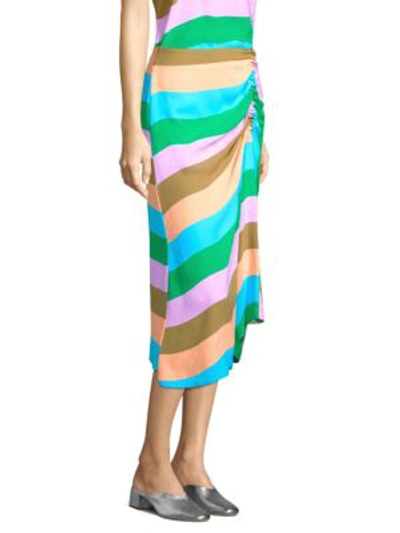 Shop Tibi Stripe Shirred Skirt In Stripe Multi