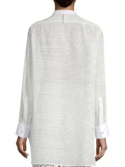 Shop Etro Mirror Bib-embroidered Blouse In White