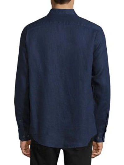 Shop Michael Kors Regular-fit Linen Shirt In Midnight