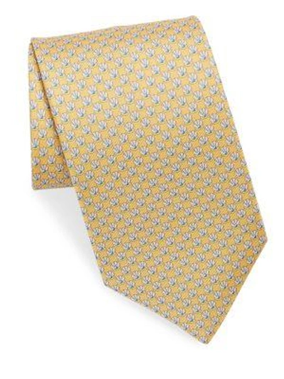 Shop Ferragamo Men's Silk Oyster With Pearl Tie In Yellow