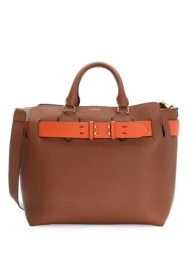Shop Burberry Marais Belt Leather Shoulder Bag In Tan