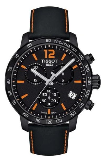 Shop Tissot Quickster Chronograph Leather Strap Watch, 42mm