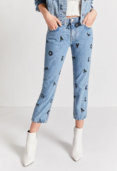 Shop Current Elliott The Cropped Straight Jean In Prep W-love Letters