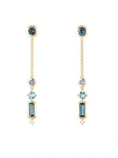 Shop David Yurman Women's Novella Drop Earrings In Gemstone With Diamonds In Hampton Blue Topaz