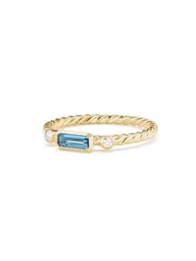 Shop David Yurman Novella Ring In Gemstone With Diamonds In Hampton Blue Topaz