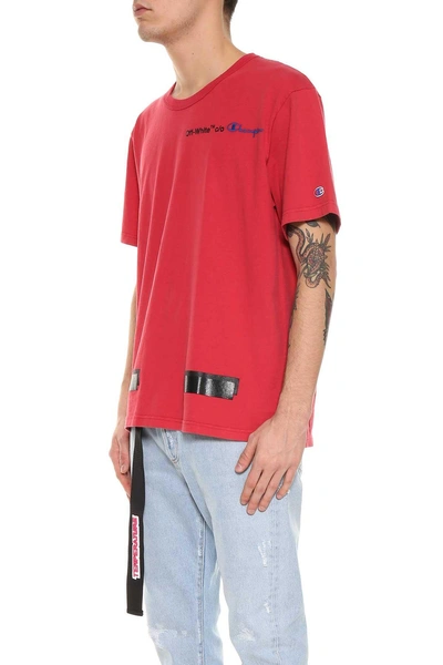 Shop Off-white Red Champion Tee From  In Rosso