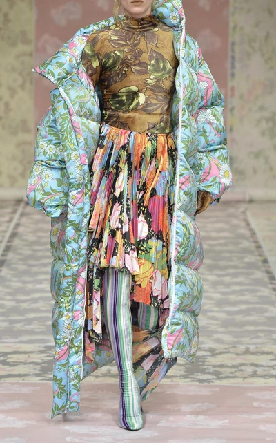 Shop Richard Quinn Long Puffer Coat In Floral