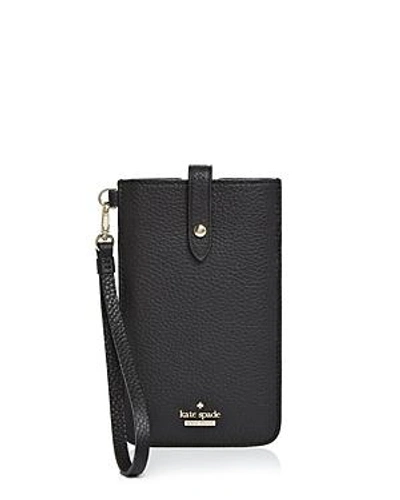 Shop Kate Spade New York Pebbled-leather Iphone Sleeve In Black/gold
