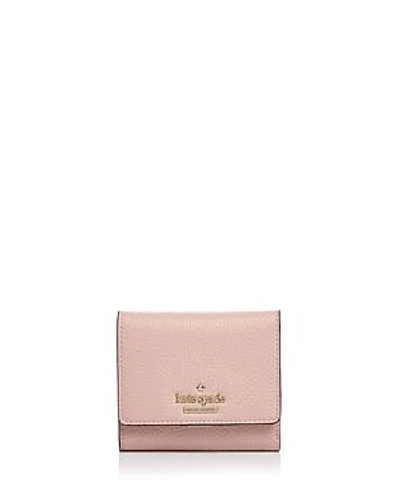 Shop Kate Spade New York Jackson Street Jada Pebbled Leather Trifold Wallet In Rosy Cheeks Pink/gold