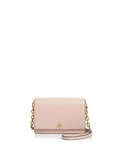 Shop Tory Burch Georgia Pebbled Combo Crossbody In Shell Pink/gold