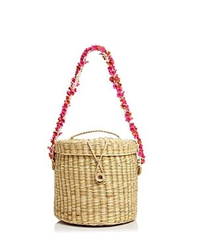 Shop Nannacay Ana Cherry-blossom Straw Bucket Bag In Natural/multi