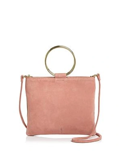 Shop Thacker Le Pouch Suede Crossbody In Blush/gold