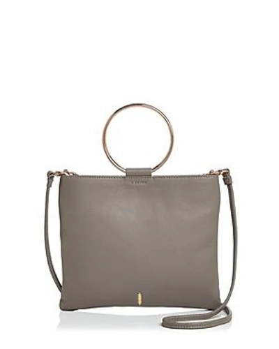 Shop Thacker Le Pouch Leather Crossbody In Fog/rose Gold