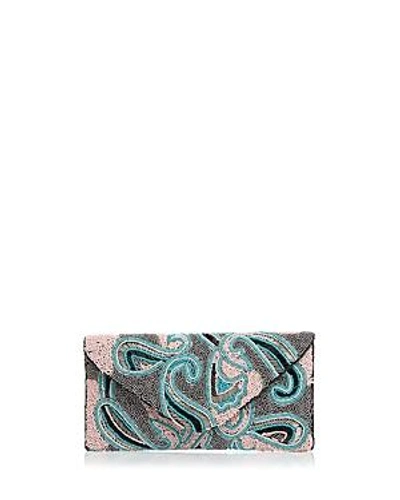 Shop From St Xavier Paisley Beaded Clutch In Pink Multi/silver