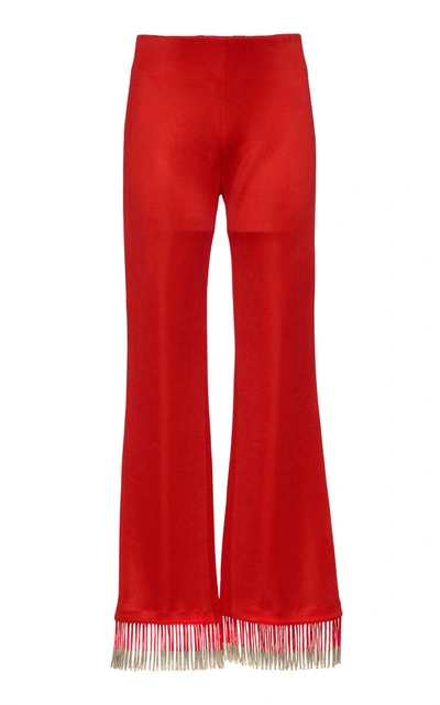 Shop Galvan Molten Fringe Trouser In Red