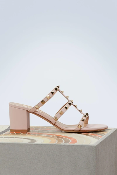 Shop Valentino Gavarani Rockstud Sandals In Water Rose