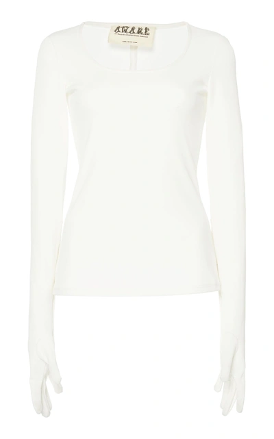 Shop A.w.a.k.e. Scoop Neck Gloved Top In White